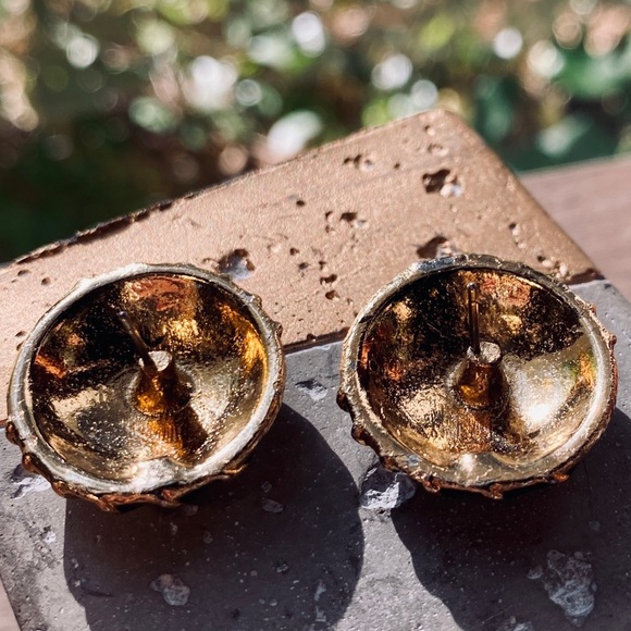 Vintage Black Enamel with Shiny Gold Tone Waves Art Deco Modern Posts - Picture 4 of 6